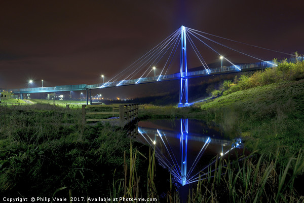 Tyllwyn Footbridge: Night-time Reflection. Picture Board by Philip Veale