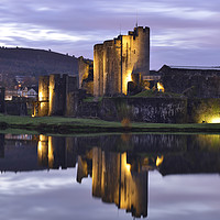 Buy canvas prints of Caerphilly Castle Luminescent Dawn. by Philip Veale