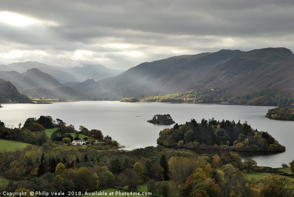 Derwent Water under a stormy autumn sky. Picture Board by Philip Veale