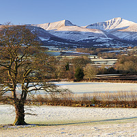 Buy canvas prints of Brecon Beacons covered in a dusting of snow. by Philip Veale
