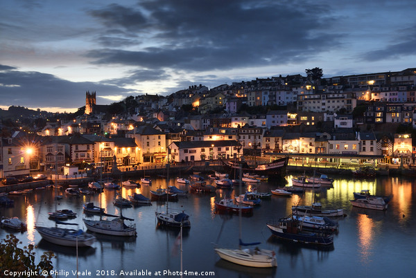 Brixham Harbour's Blue Hour Before Nightfall. Picture Board by Philip Veale