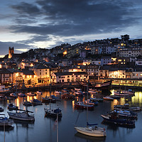 Buy canvas prints of Brixham Harbour's Blue Hour Before Nightfall. by Philip Veale