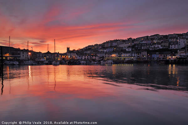 Brixham Harbour's Stunning Red Sunset.  Picture Board by Philip Veale