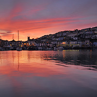 Buy canvas prints of Brixham Harbour's Stunning Red Sunset.  by Philip Veale