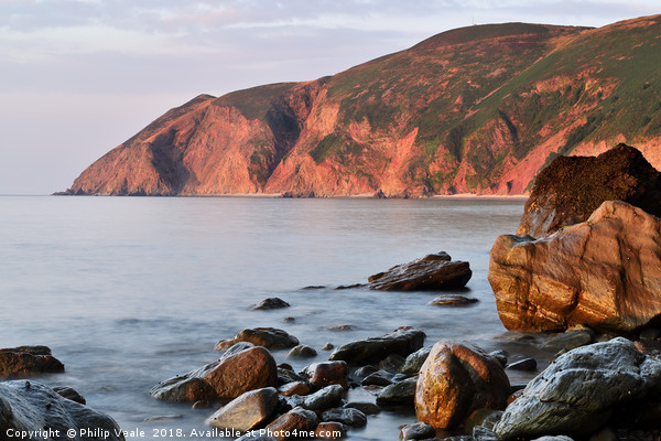 Lynmouth Sunset Over Countisbury Hill. Picture Board by Philip Veale