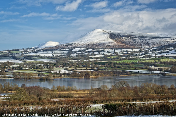 Llangorse Lake and Mynydd Troed in Winter. Picture Board by Philip Veale