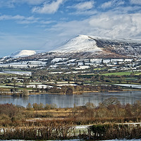 Buy canvas prints of Llangorse Lake and Mynydd Troed in Winter. by Philip Veale