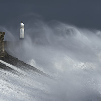 Buy canvas prints of Porthcawl Lighthouse Amidst Winter's Fury. by Philip Veale