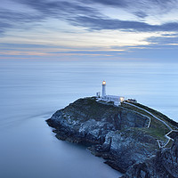Buy canvas prints of South Stack Lighthouse in the Blue Hour. by Philip Veale