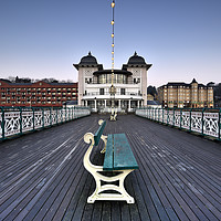 Buy canvas prints of Penarth Pier Blue Sky at Dawn. by Philip Veale