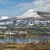 Buy canvas prints of Llangorse Lake and Mynydd Troed in Winter. by Philip Veale