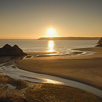 Buy canvas prints of Three Cliffs Bay Winter Sunset, Gower Peninsula. by Philip Veale