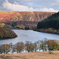Buy canvas prints of Pen y Garreg Dam and Moelfryn Mawr in autumn. by Philip Veale