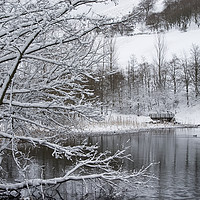 Buy canvas prints of Winter's Embrace at Cwmtillery Lakes by Philip Veale