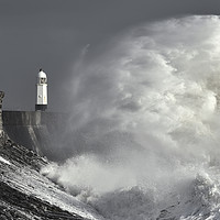 Buy canvas prints of Porthcawl Lighthouse and Crashing Waves. by Philip Veale