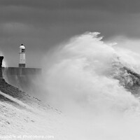 Buy canvas prints of Porthcawl Lighthouse Meets Freya's Fury. by Philip Veale
