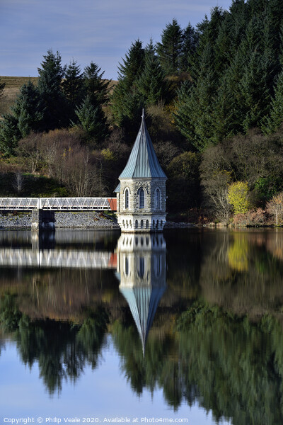 Pontsticill Reservoir Tower Reflection. Picture Board by Philip Veale