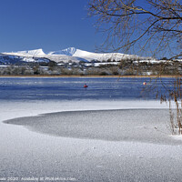 Buy canvas prints of Llangorse Lake and Brecon Beacons in Winter. by Philip Veale