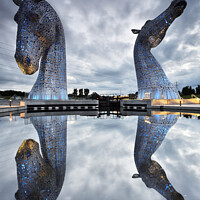 Buy canvas prints of Kelpies Blue Reflection at Dusk. by Philip Veale