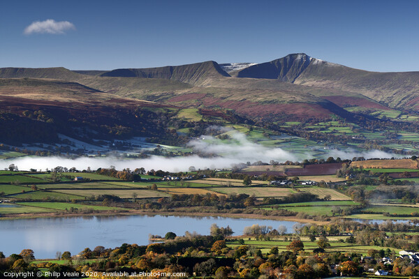 Brecon Beacons & Llangorse Lake Autumn Embrace. Picture Board by Philip Veale