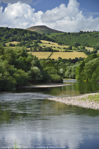 Sugar Loaf and River Usk Summer's Embrace. Picture Board by Philip Veale