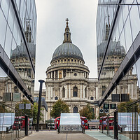 Buy canvas prints of St Pauls Cathedral with reflection from glass wall by Shafiq Khan
