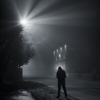 Buy canvas prints of Anonymous Man In Silhouette on a foggy night by Shafiq Khan