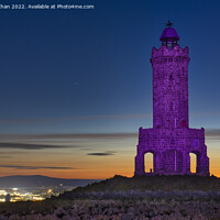 Buy canvas prints of Darwen/Jubilee Tower, Lancashire - Light Paintied in Purple for HM the Queen by Shafiq Khan