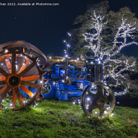 Buy canvas prints of Tractor & Tree covered in Christmas fairy lights by Shafiq Khan