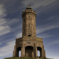 Buy canvas prints of Darwen Tower Long Exposure Night Shot with Moving Clouds and Star Trails by Shafiq Khan