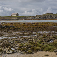 Buy canvas prints of St Cwyfans Church, the church in the sea. by Chantal Cooper