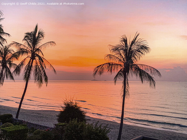 A picturesque tropical crimson coastal sunrise sea Picture Board by Geoff Childs