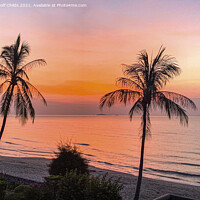 Buy canvas prints of A picturesque tropical crimson coastal sunrise sea by Geoff Childs