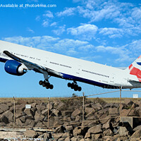 Buy canvas prints of British Airways passenger jet aircraft taking off. by Geoff Childs