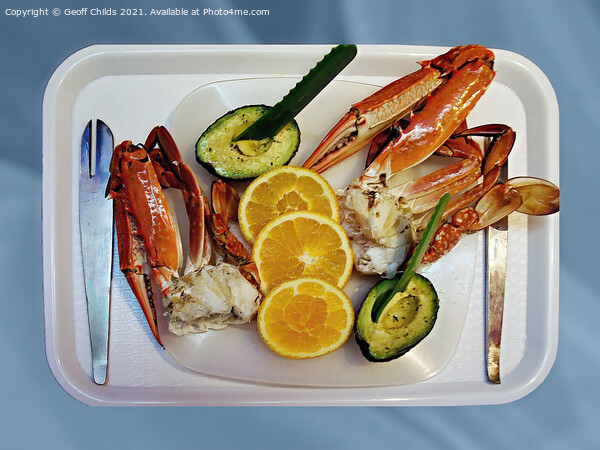 A platter of freshly caught and cooked Blue Swimme Picture Board by Geoff Childs