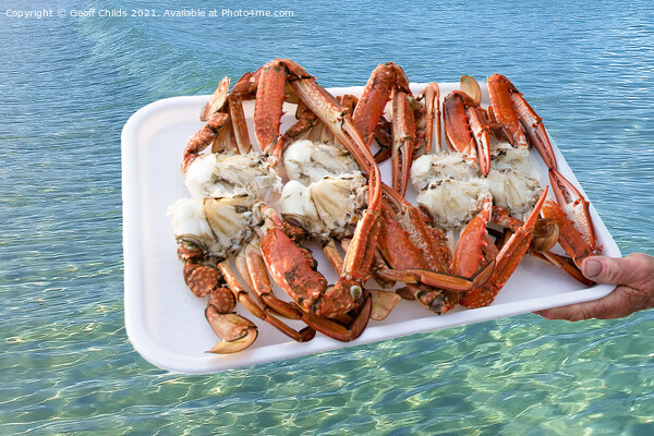 A platter of freshly caught and cooked Blue Swimmer Crabs  Picture Board by Geoff Childs