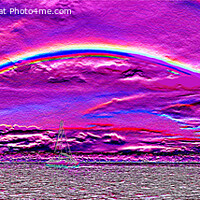 Buy canvas prints of  Colourful magenta panoramic abstract wall art ima by Geoff Childs