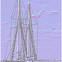 Buy canvas prints of Tallship Cloudscape. Delicate white and lilac abstract embossed  by Geoff Childs