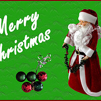 Buy canvas prints of  Christmas theme - greetings image with santa. by Geoff Childs