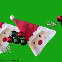 Buy canvas prints of  Christmas theme image with santa hats. by Geoff Childs