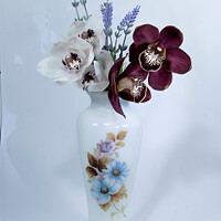 Buy canvas prints of  White and purple Cymbidium Orchids (Boat Orchids) by Geoff Childs