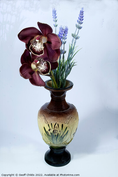  Purple Cymbidium Orchids (Boat Orchids) in a vint Picture Board by Geoff Childs