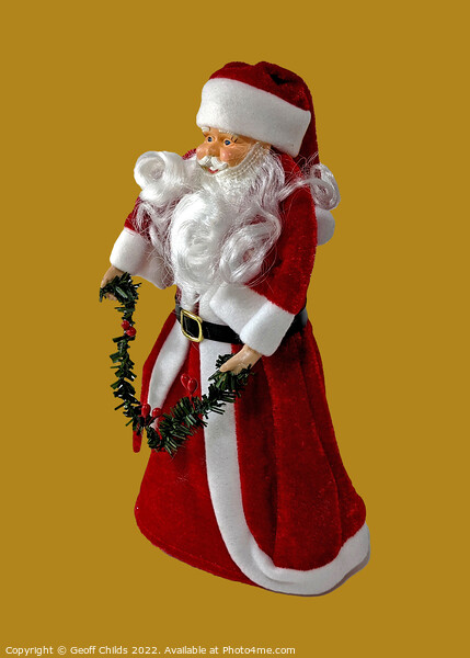 Xmas Theme image of a brightly coloured full length Santa Clause Picture Board by Geoff Childs