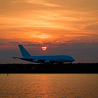 Buy canvas prints of Commercial Jet Aircraft at Sunset by Geoff Childs