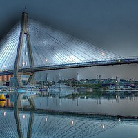 Buy canvas prints of   Anzac Bridge by Moonlight. by Geoff Childs