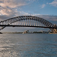 Buy canvas prints of Sydney Harbour Bridge at sunrise by Geoff Childs