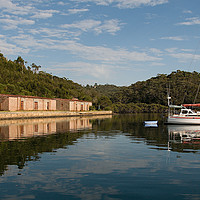 Buy canvas prints of Sydney, Moored boat, Bantry Bay. by Geoff Childs