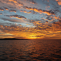 Buy canvas prints of Orange Sunset Seascape, Lake Macquarie. by Geoff Childs