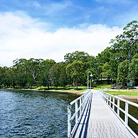 Buy canvas prints of Waterfront Park and Lake Jetty by Geoff Childs