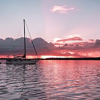 Buy canvas prints of Colourful Pink Lake Sunset   by Geoff Childs